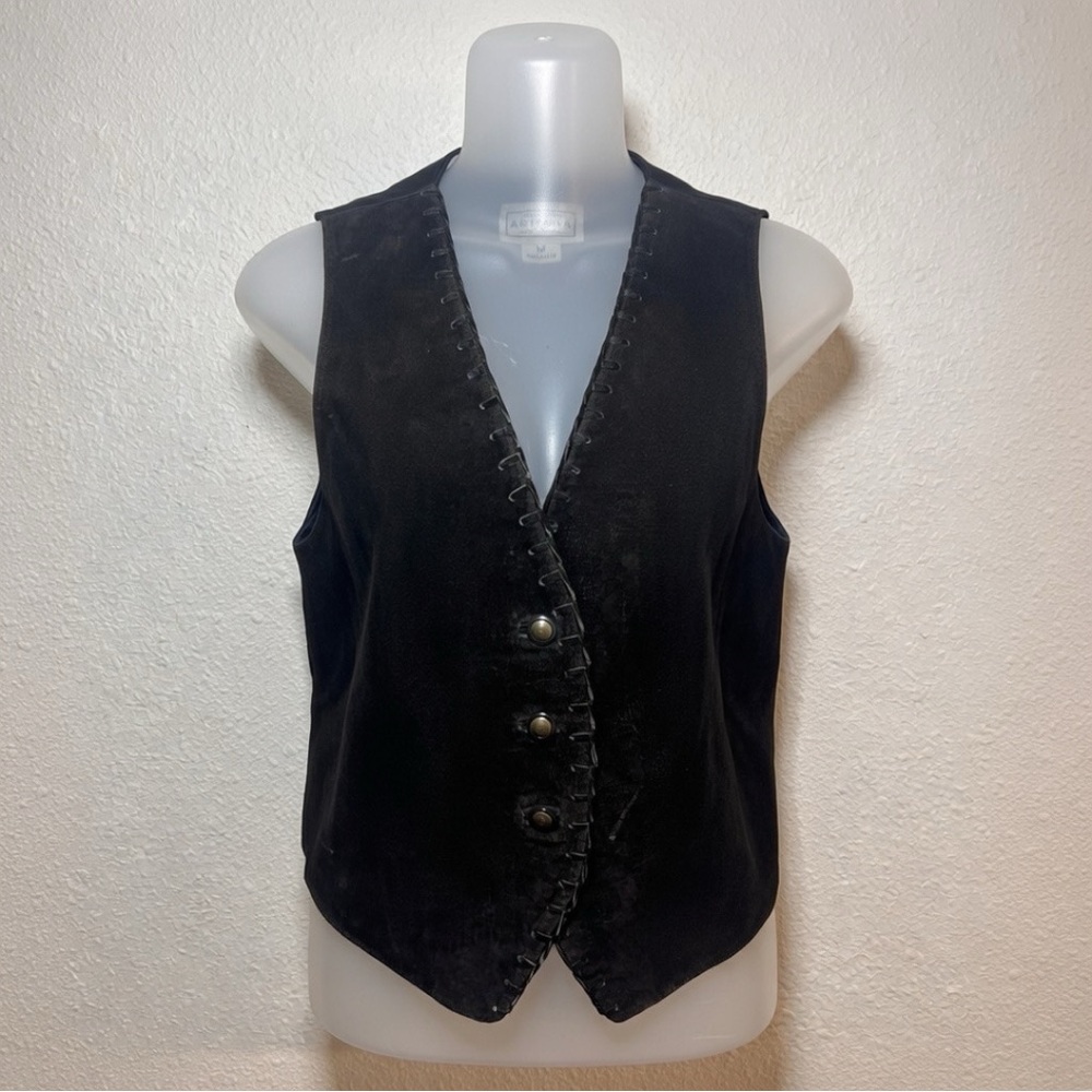 Vintage Arizona Jean Co Genuine Leather Suede Vest Black Size Medium Y2K